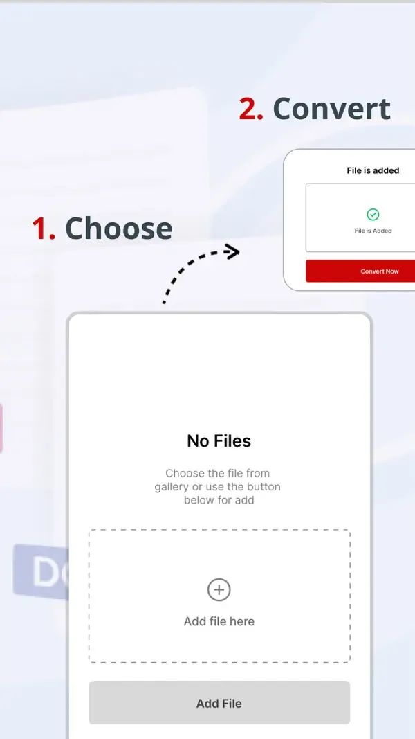 Choosing and adding a file to convert