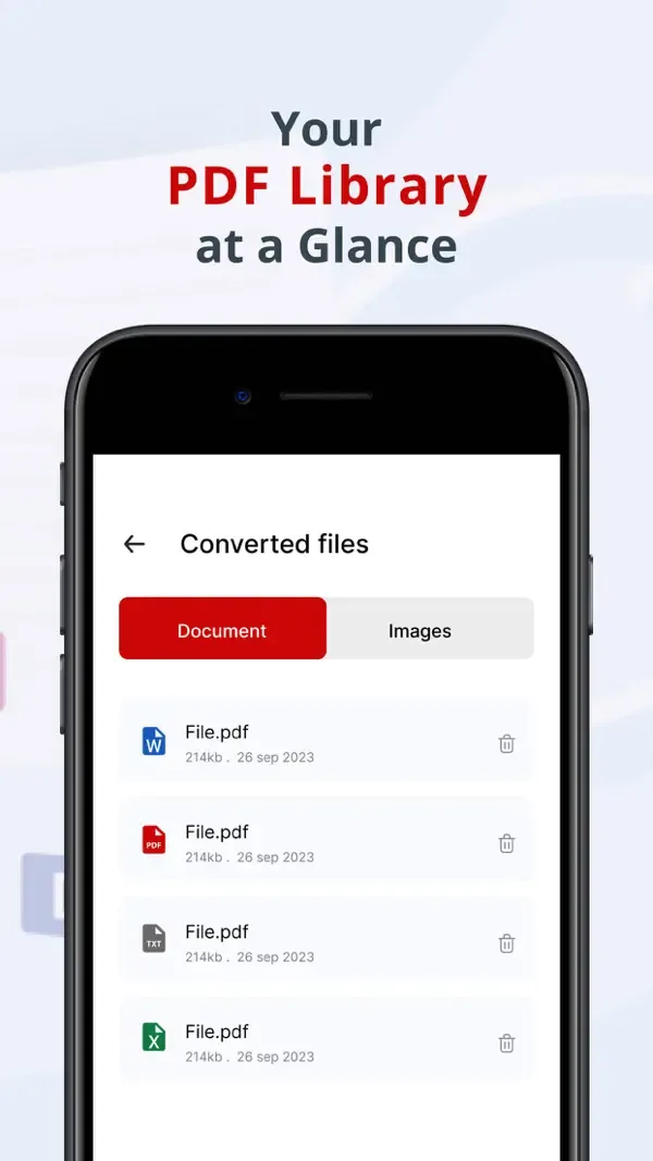 Library of converted documents and images